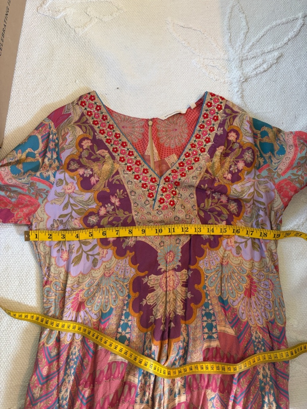 Soft Surroundings Parasol Midi Maxi Kaftan Dress Size Large Embroidered - Picture 7 of 7